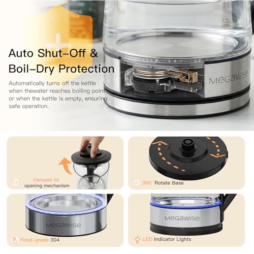 Hervidor eléctrico de vidrio MEGAWISE 2L con apagado automático miniatura 4