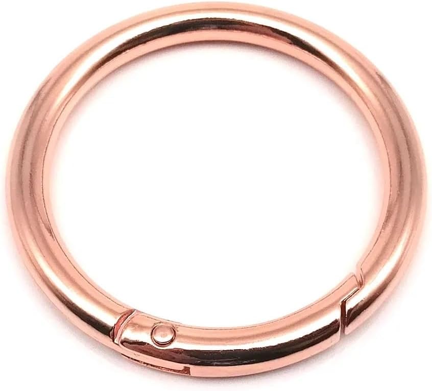 Snaps 20PCS 25mm Metal Spring Carabeaner O-Ring Shape Buckle Keyring Luggage Pendant Clasp Spring Snaps for Keychains,Fishing and Outdoor Activities(Rose Gold)