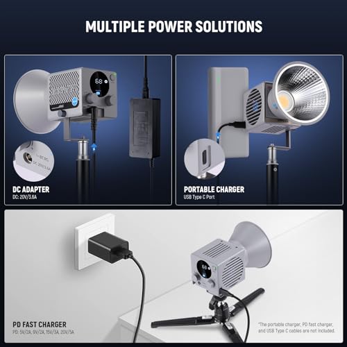 Image of NEEWER HS60B Mini Video Light with App Control, 60W Handheld Portable Bi Color COB LED Continuous Output Lighting with 35000lux /1m 2700-6500K 0-100% PWM Dimming CRI /TLCI 97+ 12 Scenes USB Type C
