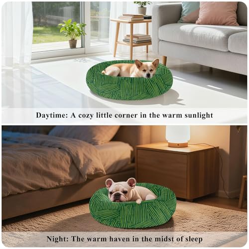 Lit pour chien et chaton à rayures vertes S couchage premium - 5