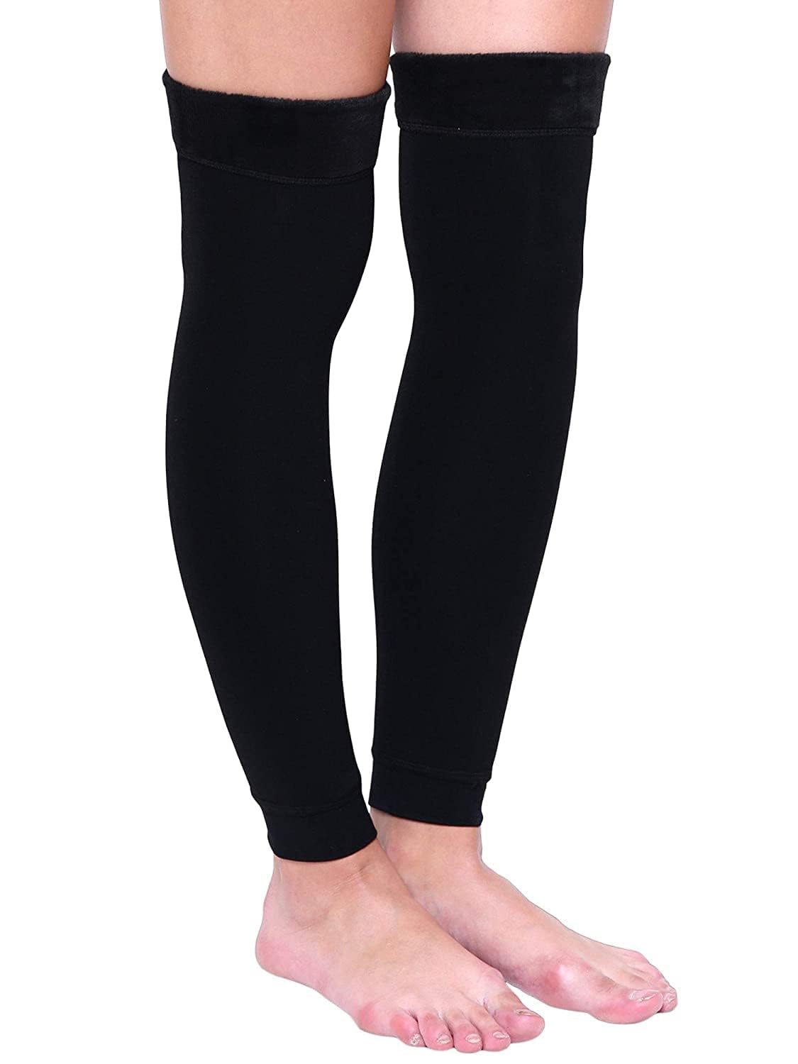 INFISPACE® Men & Women Knitted Woolen Leg Warmer & Knee Supporter (Fleece Black- 1 Pair) - Image 6 thumbnail