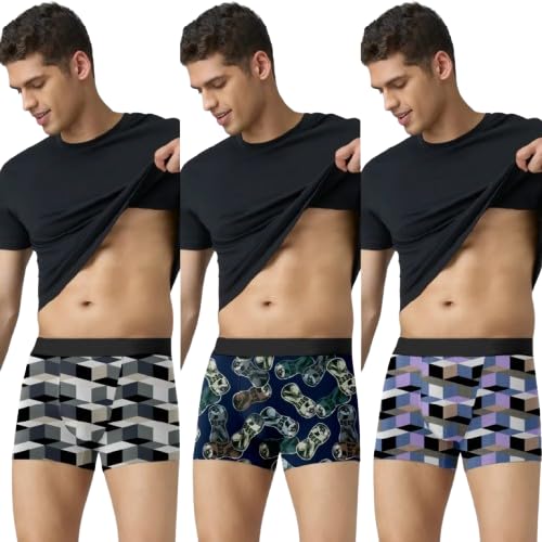 Regular Fit Printed Boxer Shorts Briefs, Mid Rise, Moisture-Wicking, Pack of 3 (in, Alpha, XL, Regular, Multicolor-3)-image-46