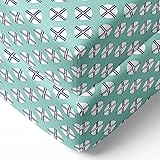 Bacati - Noah Tribal Mint/Navy 2 Pack Crib Fitted Sheets (Dot/Cross Mint/Navy)