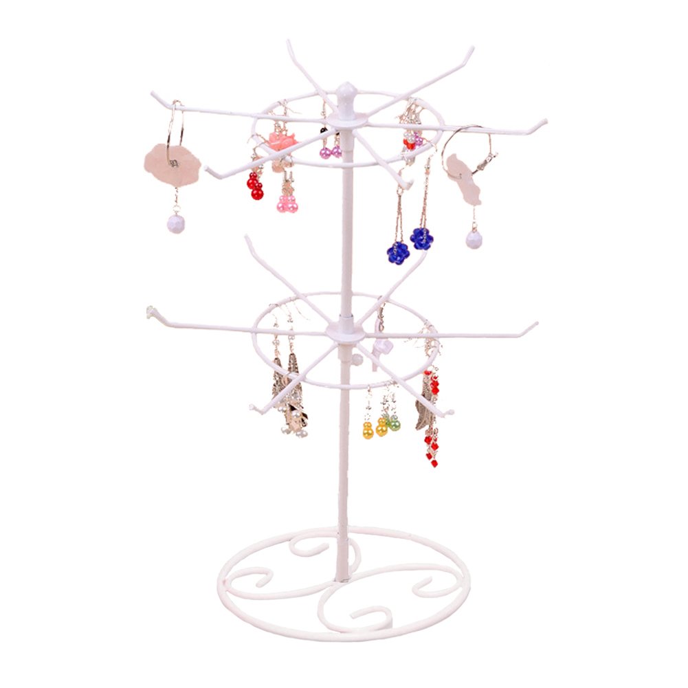 BotituJewelry Stand, 16.2 inch Tall Revolving Necklace Holder with 3 Tier 12 Hooks Jewelry Display for Girls and Women, for Hanging Bracelets, Hair Accessories, Earring Organizer Tree
