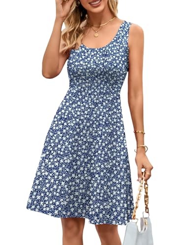 Image of Herou Summer Beach Dresses for Women A Line Sleeveless Tank Dress | Casual,Scoop Neck,Soft,Knee Length,Breathable