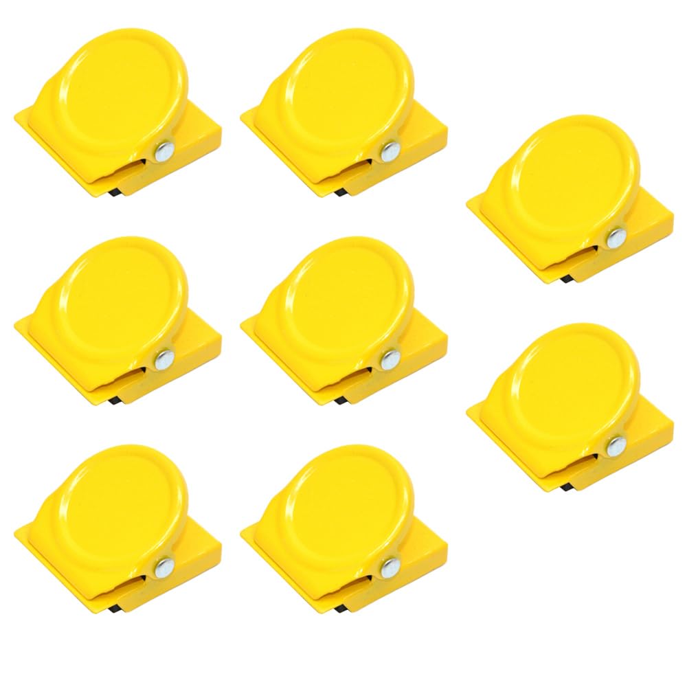Magnetic Clips, 8Pcs Whiteboard Fridge Strong Magnets Clips for House Kitchen Office School Supplies - Yellow