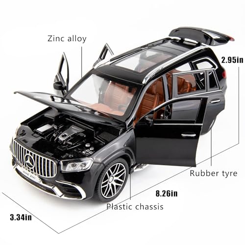 Image of BlackZone 1 /24 Scale Alloy Metal Pull Back Toy Car | Openable Doors, Light & Music | Showpiece Gift Toy Car | Gifts for Boys and Girls(1 /24 Black)