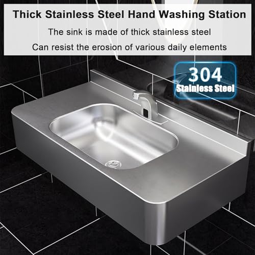 Lavabo de mano de acero inoxidable comercial montado en la pared 4