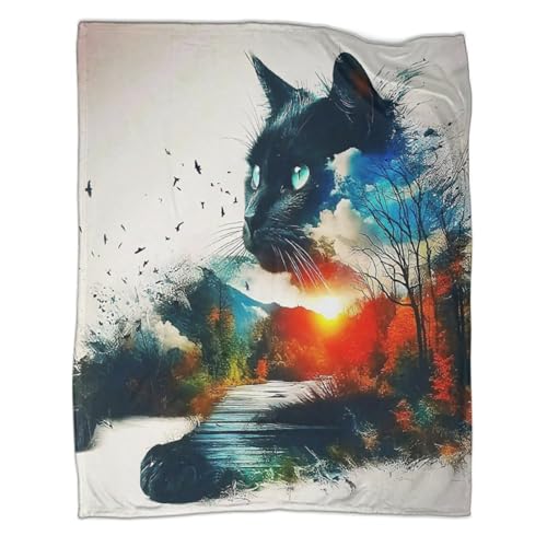 Couverture lit chat en microfibre chaude et douce 180x200cm