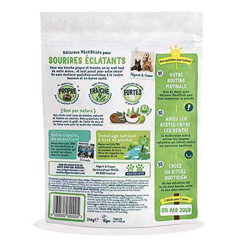 Edgard Cooper Leckerli für Hunde, (Eukalyptus & Apfel, 7 Sticks x 8), groß, Einer pro Tag, kalorienarm, langes, effizientes Kauen, frischer Atem