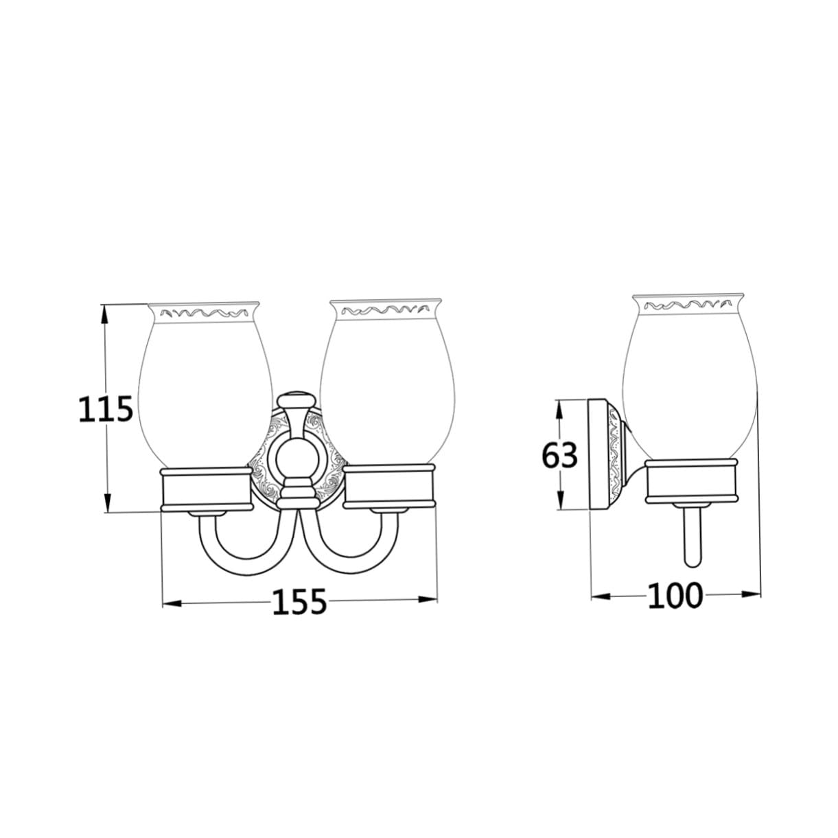 Portavasos Doble De Cobre Antiguo para Cepillos De Soporte De Pared para Tazas De Cerámica para Decoración De Baño