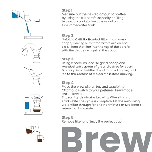 Image of Chemex Ottomatic Pour Over Coffee Maker Set, 40 oz Capacity - Automatic Pour Over Machine with 6 Cup Glass Coffeemaker, Specialty Drip Brewer, Barista Quality Coffee System