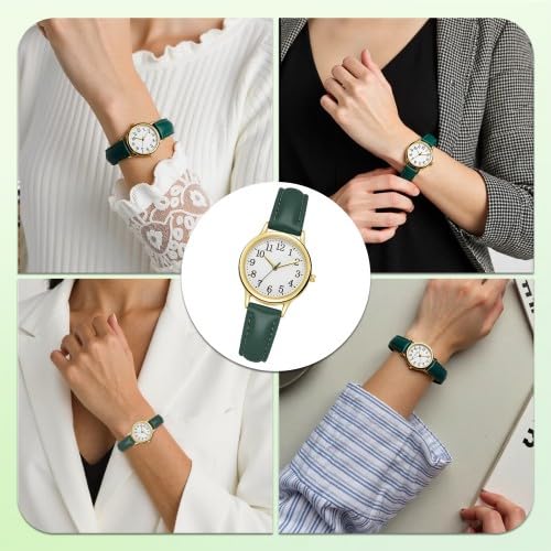 Reloj de Pulsera Elegante para Mujer, Analógico de Cuarzo Clásicos con Números Arábigos, Reloj de Vestir Moda con Correa Cuero para Mujer Niña