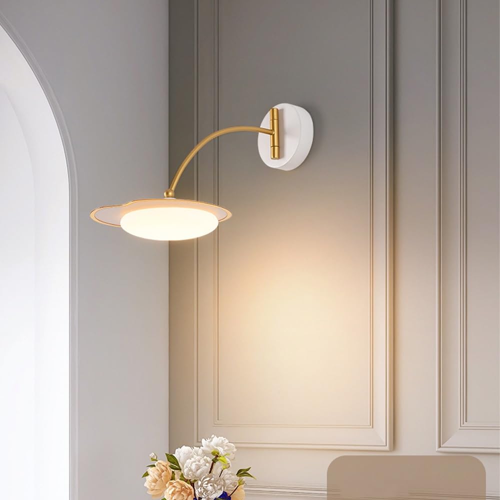 Lampa ścienna LED z możliwością ściemniania, obrotowa lampa ścienna z akrylowym abażurem, przewodowa lampa ścienna do sypialni, korytarza, schodów, balkonu, hotelu.