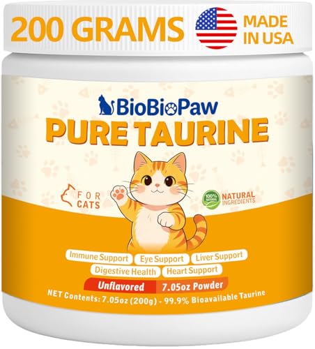 Pure Taurine for Cats Taurine Powder Supplement for Kitty Supports Vitality and Immune Health 200 Grams