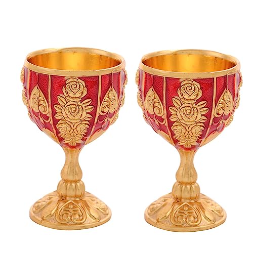 Amosfun 2 Piezas de Cáliz de Vino de Estilo Vintage con Diseño de Flores Rosas para Decoración de Bodas Fiestas Bares Y Oficinas