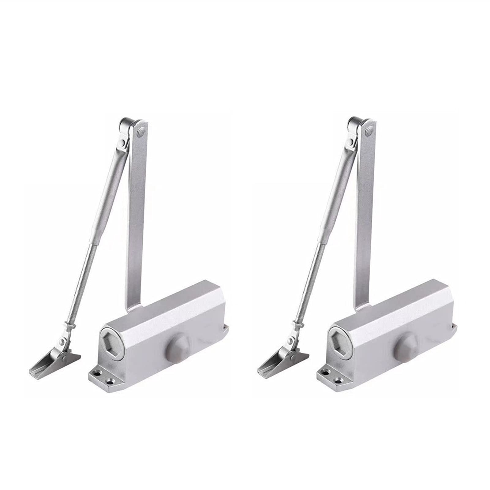 2pcs Stainless Steel Adjustable Door Closers, Load Capacity 25-45kg, Adjustable Speed 15-0, Home, Commercial and Fire Closers