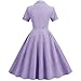 1950s Dresses for Women 1940s Vintage Retro 50s Style Pinup Rockabilly Short Sleeve Peter Pan Collar Swing A Line Midi Summer Tea Dress Cocktail Party Evening Prom Gown Plus Size Purple Plaid XL