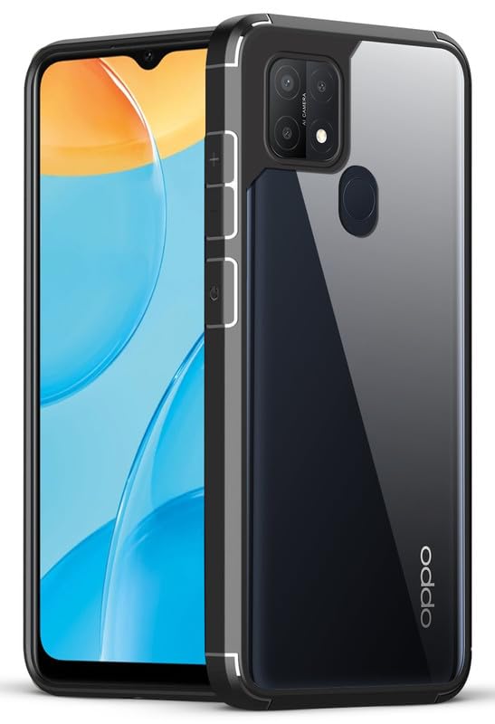 Mr. Case Transparent case with Silicone Frame Back Cover for Oppo A15 | Shockproof Transparent Hard Back Shockproof Bumper - Transparent (Black Border) (B0CWVFNG68) Amazon Price History, Amazon Price Tracker