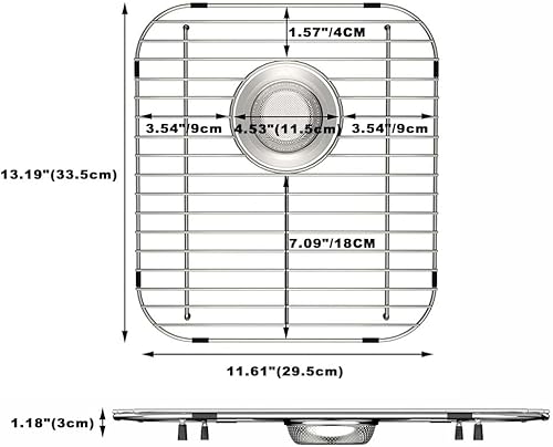 Miniatura 3 de Rejilla de fregadero de cocina de acero inoxidable, rejilla inferior del fregadero para fregadero individual o doble, rejilla de fregadero de radio