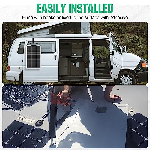 7. Bild von ECO-WORTHY 130W 12V Solarpanel Flexibel Monokristallines Solarpanel, Solarmodul mit Ladekabel für Wohnmobil Auto Boot 12V Batterien