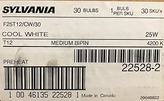 SYLVANIA 30 Pieces 22528 F25T12/CW/30 25 Watt T12 4200K Medium Bipin