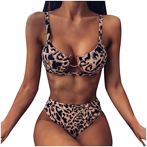 Maillot de bain deux pièces imprimé léopard push-up pour femme