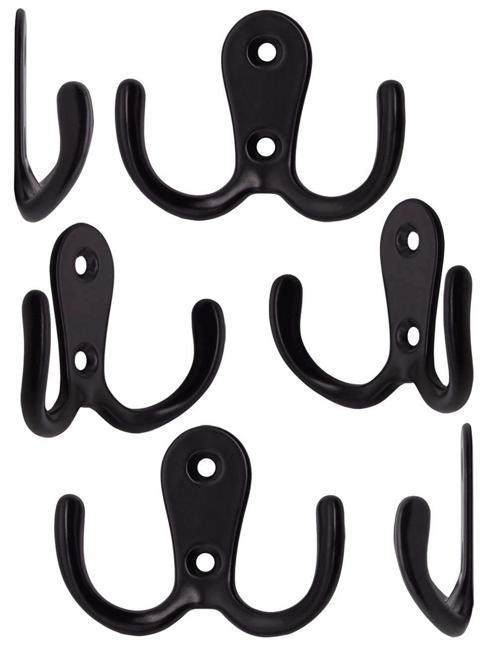 Fuxxer 6 ganci classici per asciugamani, in ferro, colore nero, set da 6