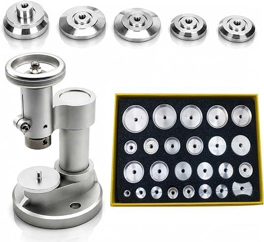 DKULMN Juego de Herramientas para Relojes, Herramienta de reemplazo de batería de Reloj con 25 moldes para Abrir/Cerrar Cajas de Reloj