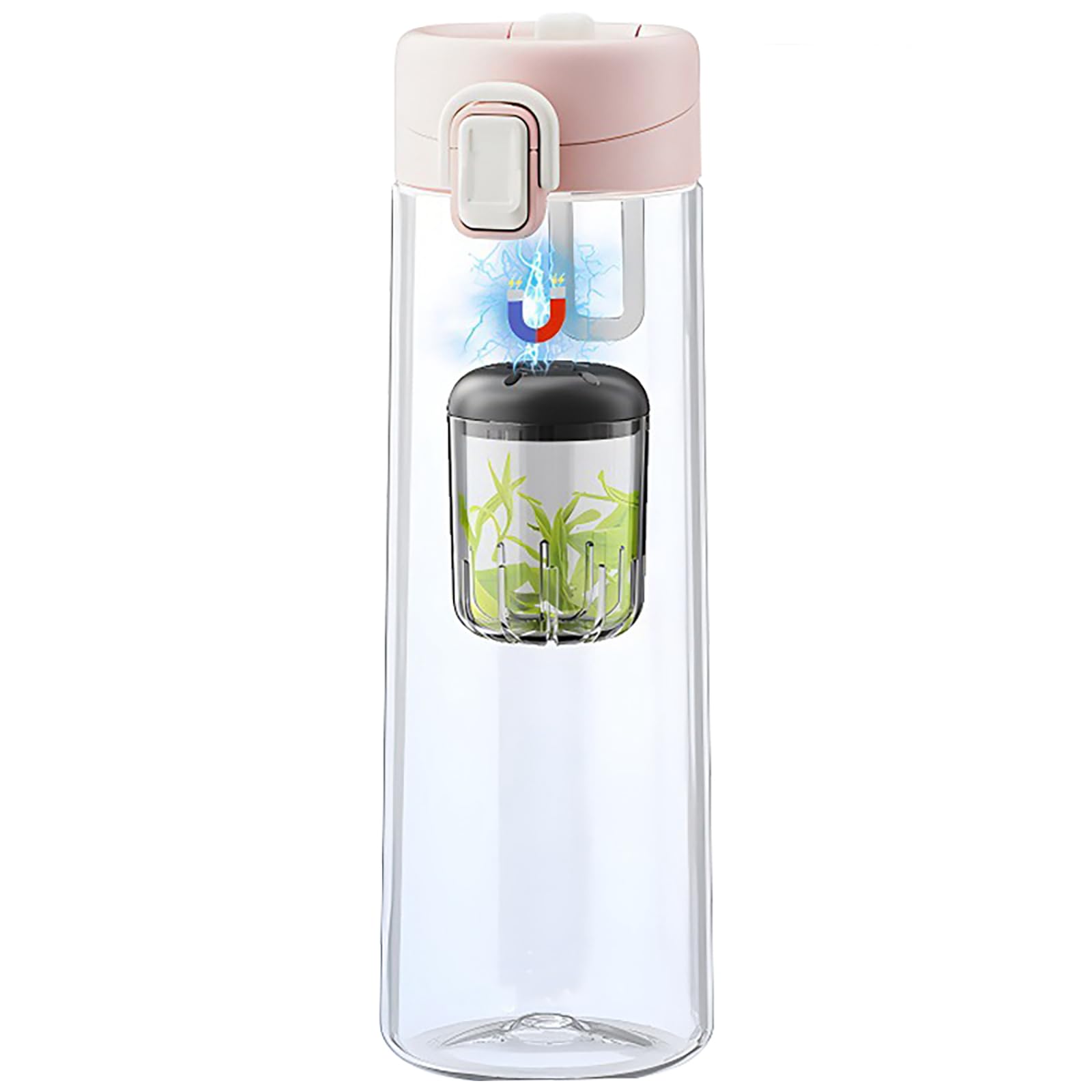 Teeflasche mit magnetischem Deckel Filter tragbare Teetasse Glastasse Tee-Ei für losen Blatt-Tee für Tee-Trinker Pink 840ml