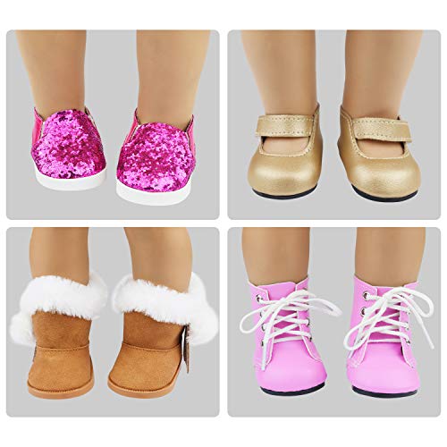 ZITA ELEMENT 8 Pairs of 18 Doll Shoes Boots Sandals and 1 Doll Backpack Bags for American 18 Inch Girl Doll Shoes and Other 18 Inch Doll Shoes and Accessories - Thumbnail 5