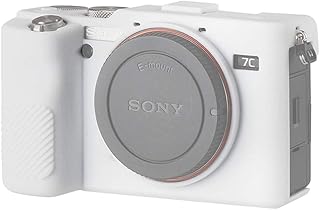 Easy Hood Camera Case for Sony Alpha 7C ILCE-7C A7C Camera, Texture Surface, Anti-Scratch Soft Silicone Rubber Protective Camera Cover Detachable Protector Shell (White)