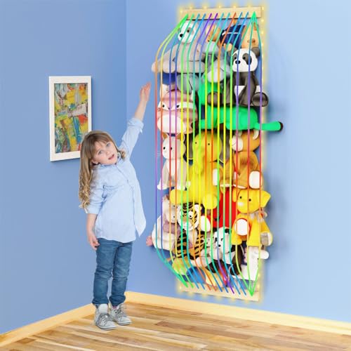 Stuffed Animal Storage Wood Soft Toy Storage for Kids Room,Wall Mount Door Hanging Stuffed Animal Toy Organizer Shelf for Nursery Play Room White wi