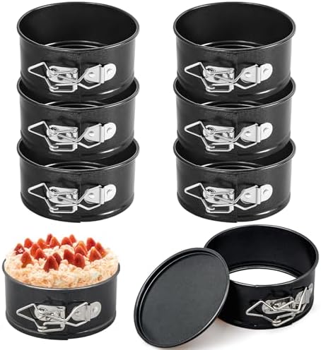 8 Pcs 4 Inch Springform Pans Mini Springform Pan Small Leakproof Round Cake Pans Mini Cheesecake Pans with Removable Bottom Nonstick Baking Cake Mold for Mini Cheesecakes Pizzas Quiches