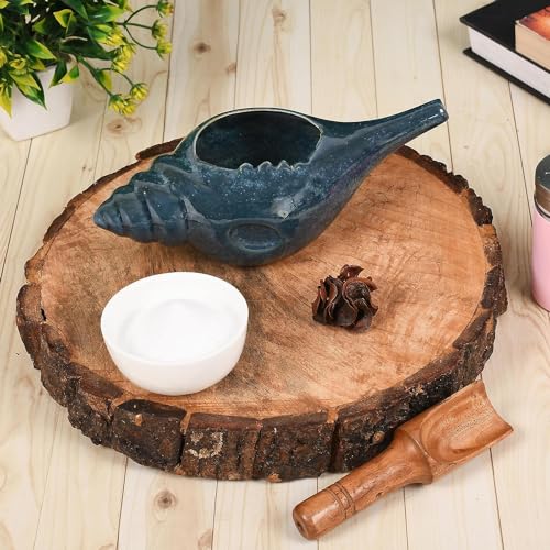 Image of Leak Proof Durable Ceramic Neti Pot with Nostril Plugging Support Better Capacity Holds 300 ml Spill Proof with Comfort Grip Lead Free Microwave Dishwasher Safe (Black)