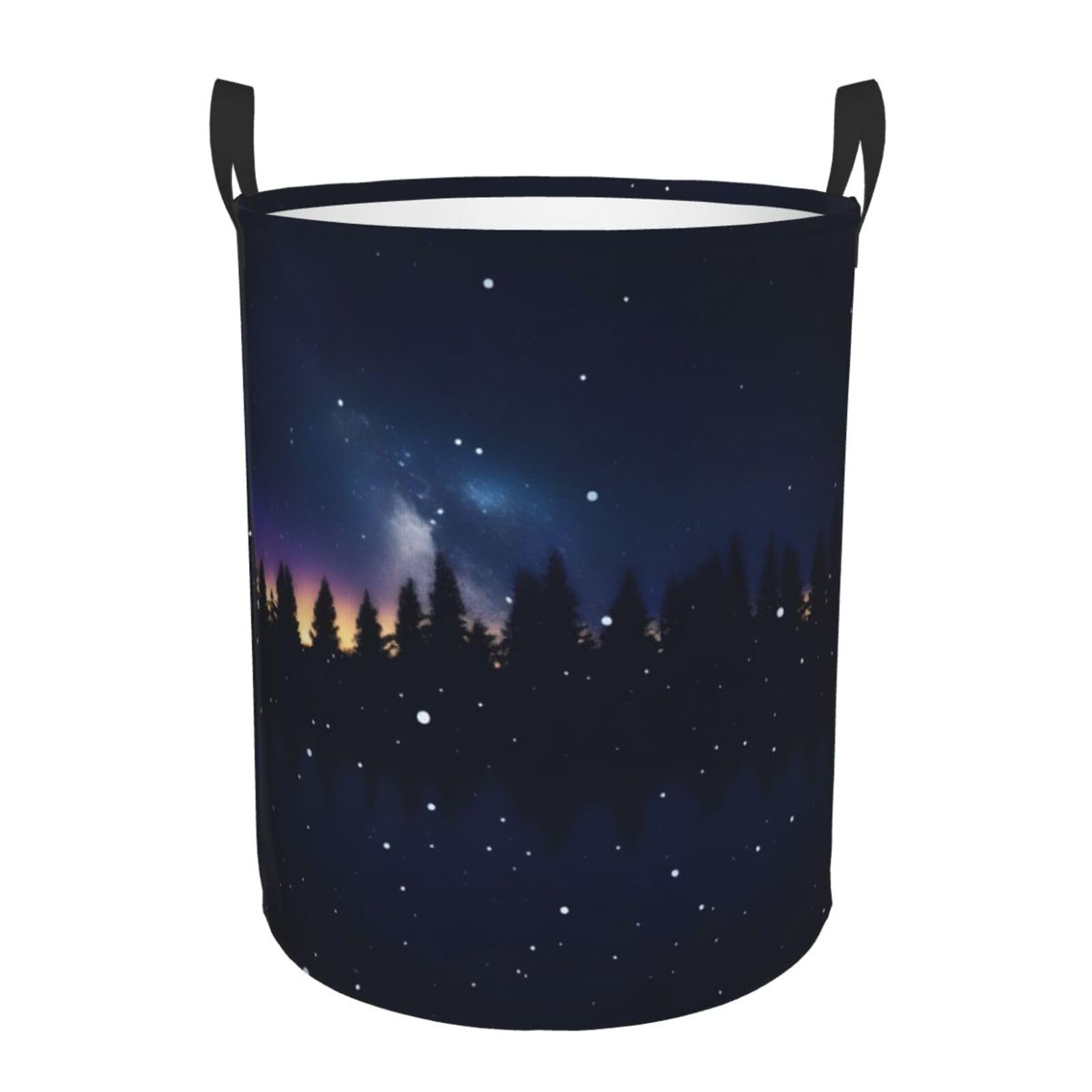 M Collapsible Laundry Hamper Round Starry divination Print Storage