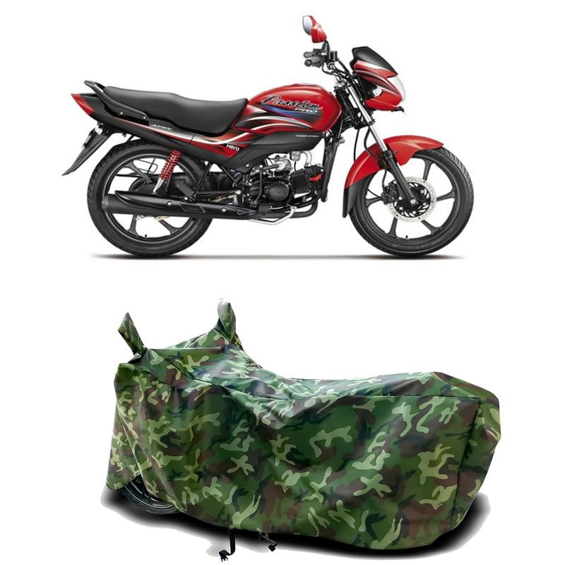 Image of DUFFEL-100% Heat Protection Two Wheeler Bike /Scooty Body Cover for Hero Passion Pro i3S Water Resistance /UV-Rays /Birds Dropping /Scratchproof /Dust Proof /Waterproof[Green Jungle Print]