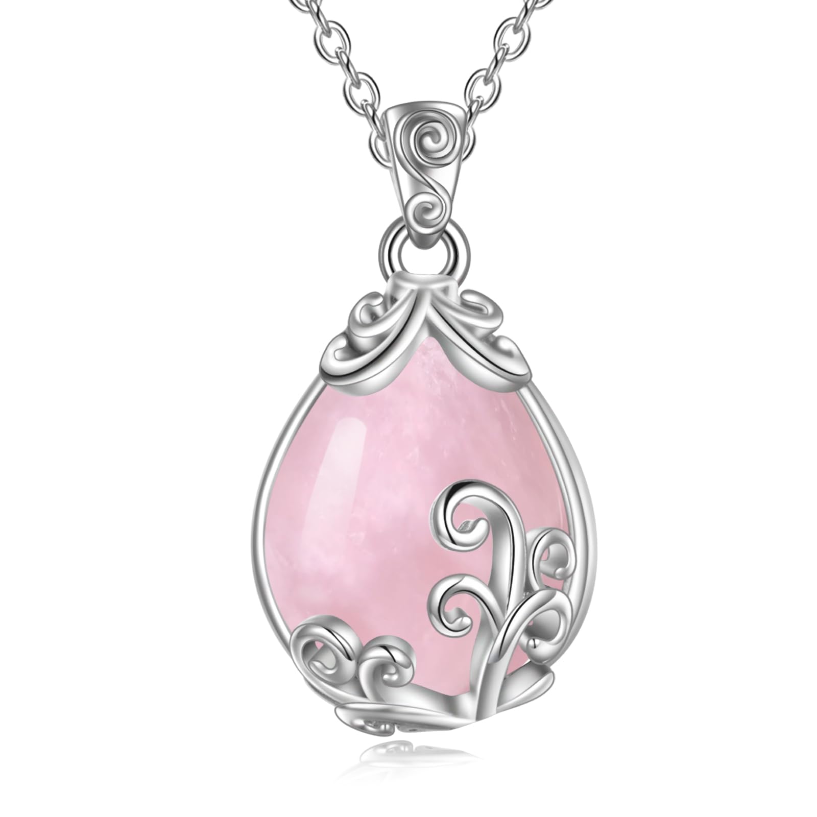 POPLYKE Sterling Silber Edelstein Filigran Teardrop Anhänger Halskette Kristall Schmuck für Frauen