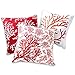 Loberon Lot de 3 Housses de Coussin Colourful - Coton - H/L env. 40/40 cm Corail - Corail/Blanc