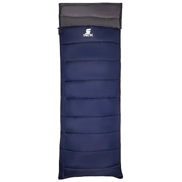 Amazon Brand - Symactive Sleeping Bag Camp Lite 3°C to 20°C, Lightweight Camping Sleeping Bag for Indoors & Outdoors (Blue, for Adults Upto 6.8 Ft)