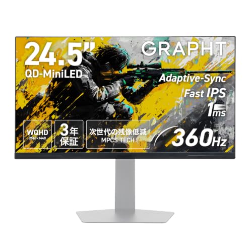 GRAPHT QD MiniLED ゲーミングモニター24.5インチ 320Hz Amazon.co.jp: 【スタンドレス (スタンドなし) 】GRAPHT ゲーミング