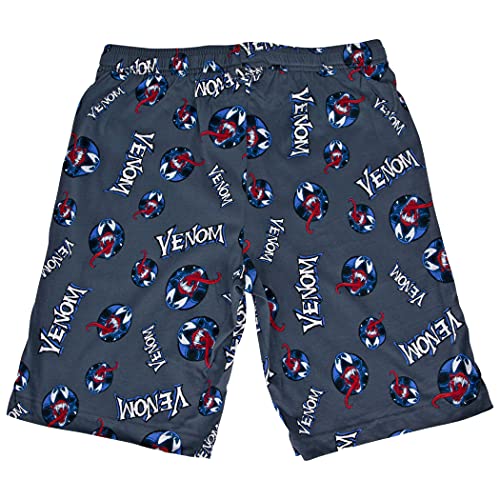 Venom Head and Text All Over Print Pajama Shorts Large Grey2