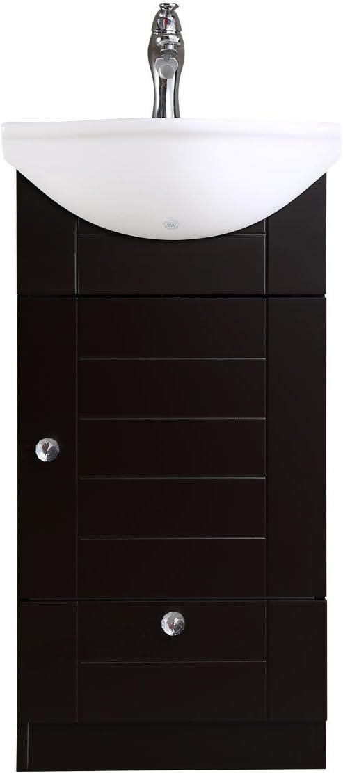 Renovators Supply Manufacturing Mahayla 17 3/4" Small Cabinet Vanity Bathroom Sink Black with Faucet Drain Overflow and Storage Space Saving Drawer