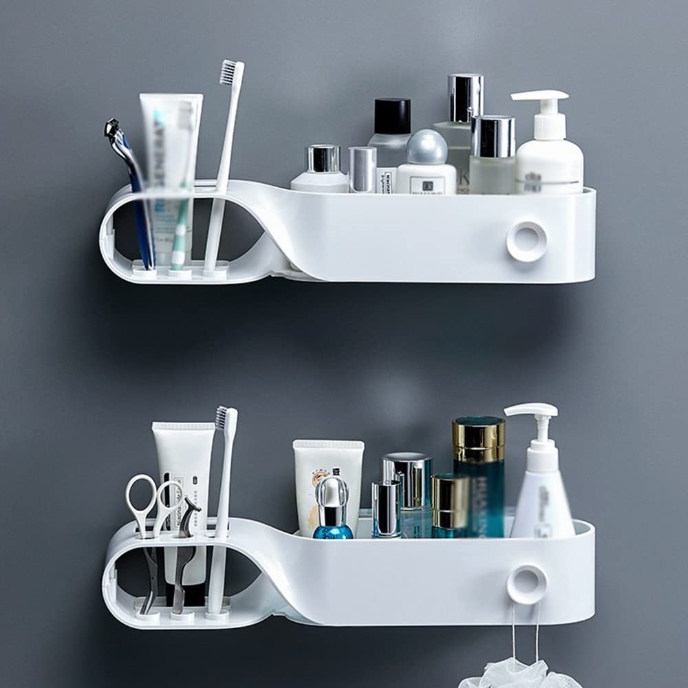 Étagère de douche murale avec porte-serviette et support de rangement pour cosmétiques de salle de bain