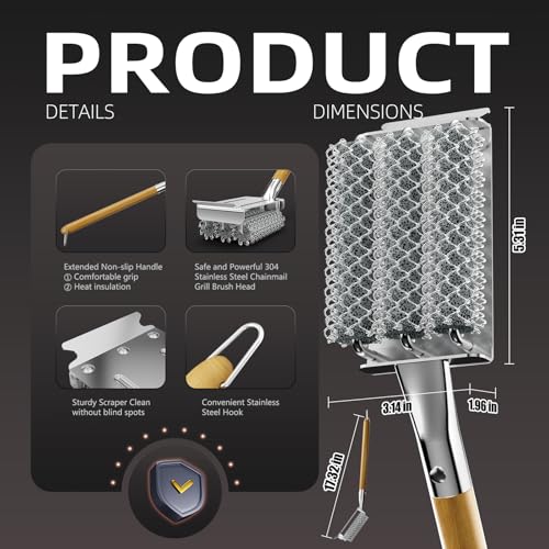 House Again Bristle Free 304 SS Grill Brush and Scraper - image 4