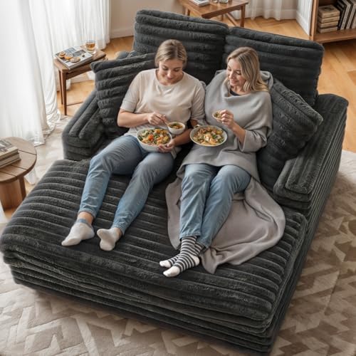 Apicizon 58" Oversized Chaise Lounge Chair, Fluffy Cozy Sleep Cou...