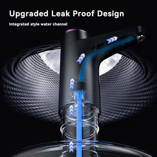 Image of Automatic Water Dispenser Pump for 20L Bottle - Portable, Rechargeable 600ml Food-Grade Water Pump, Easy Clean, Anti-Bacterial, 4W, 1200mAh - Home, Office, Outdoor (Black)