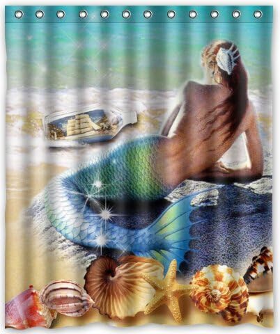 Amazing Elegant Mermaid Design Shower Curtain Bath Decor Curtain 60 " x 72 "