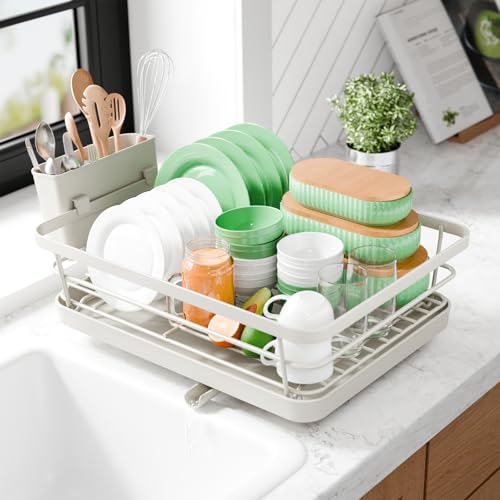 Kitsure Compact Dish Drying Rack with Utensil Holder