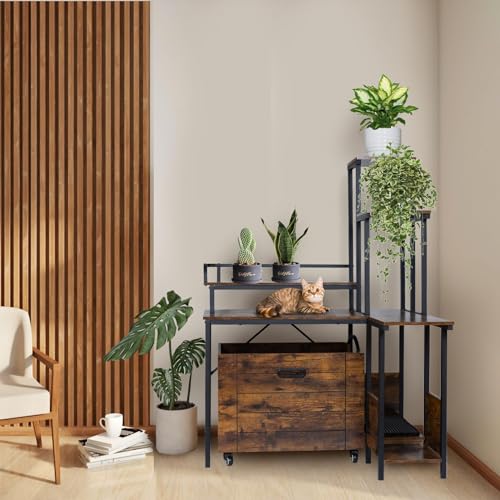 IDEALHOUSE 2024 Novos móveis de caixa de areia oculta - móveis de caixa de areia para gatos com supo